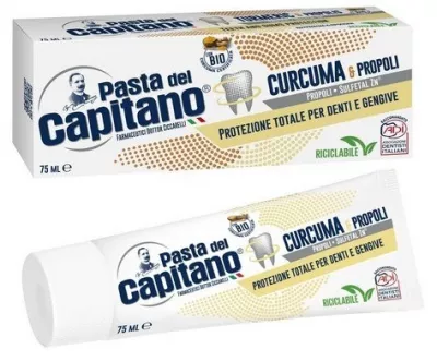 Pasta del Capitano Curcuma & Propoli Зубная паста комплексная защита, куркума и прополис 75 мл